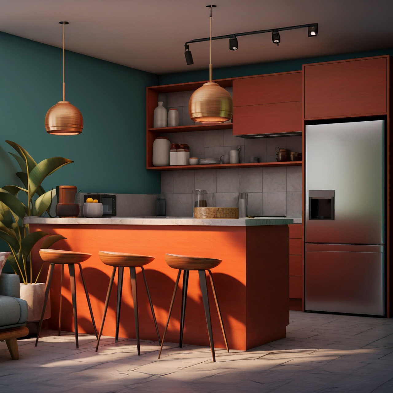 Lemari dapur + meja bar kustom