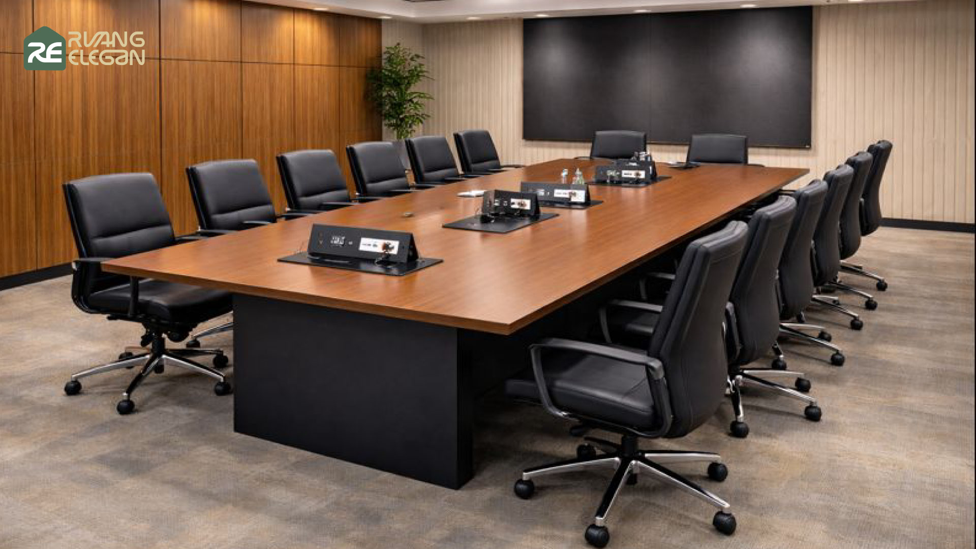 Contoh meja meeting dengan socket multimedia