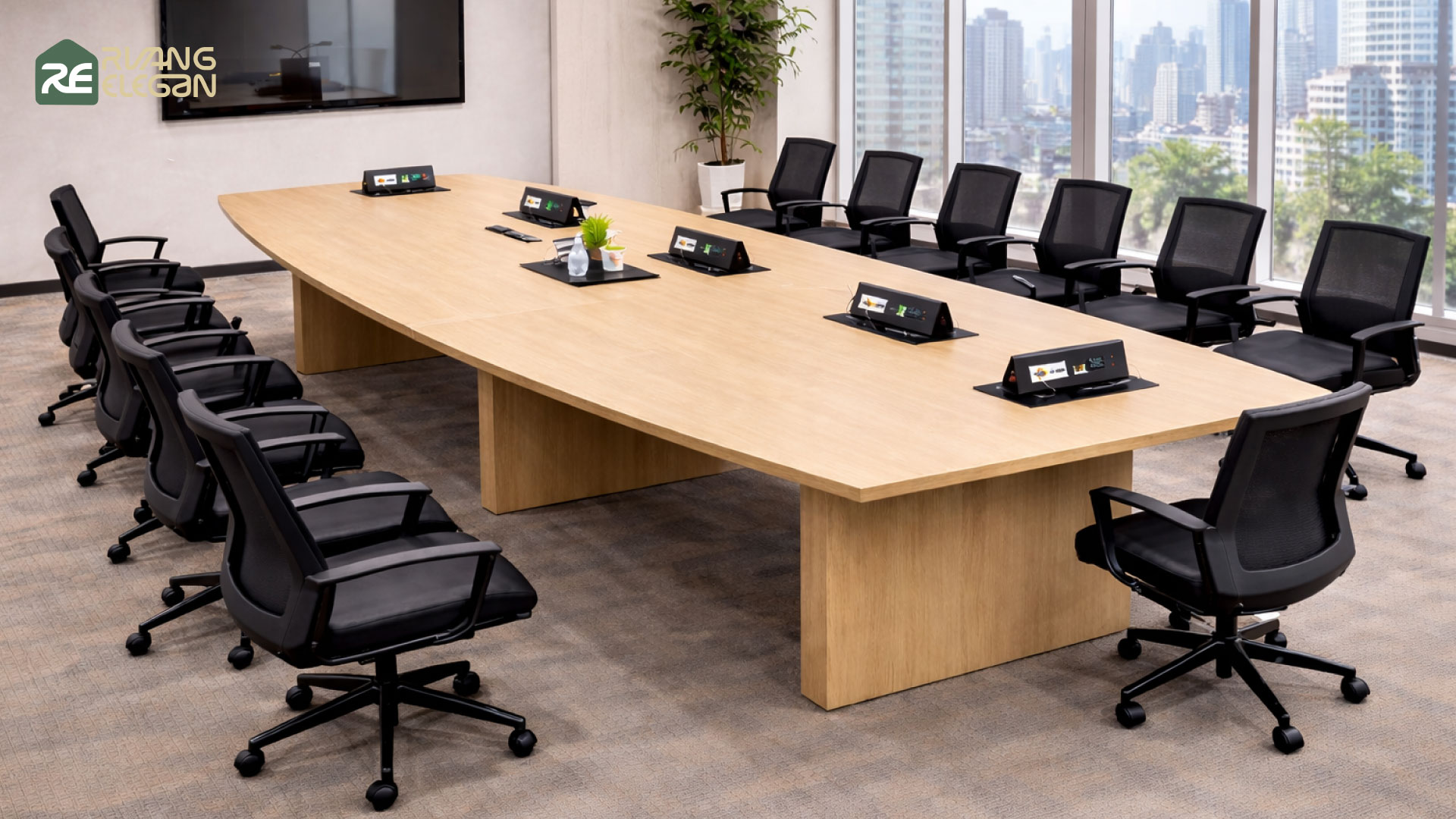 Contoh meja meeting lurus