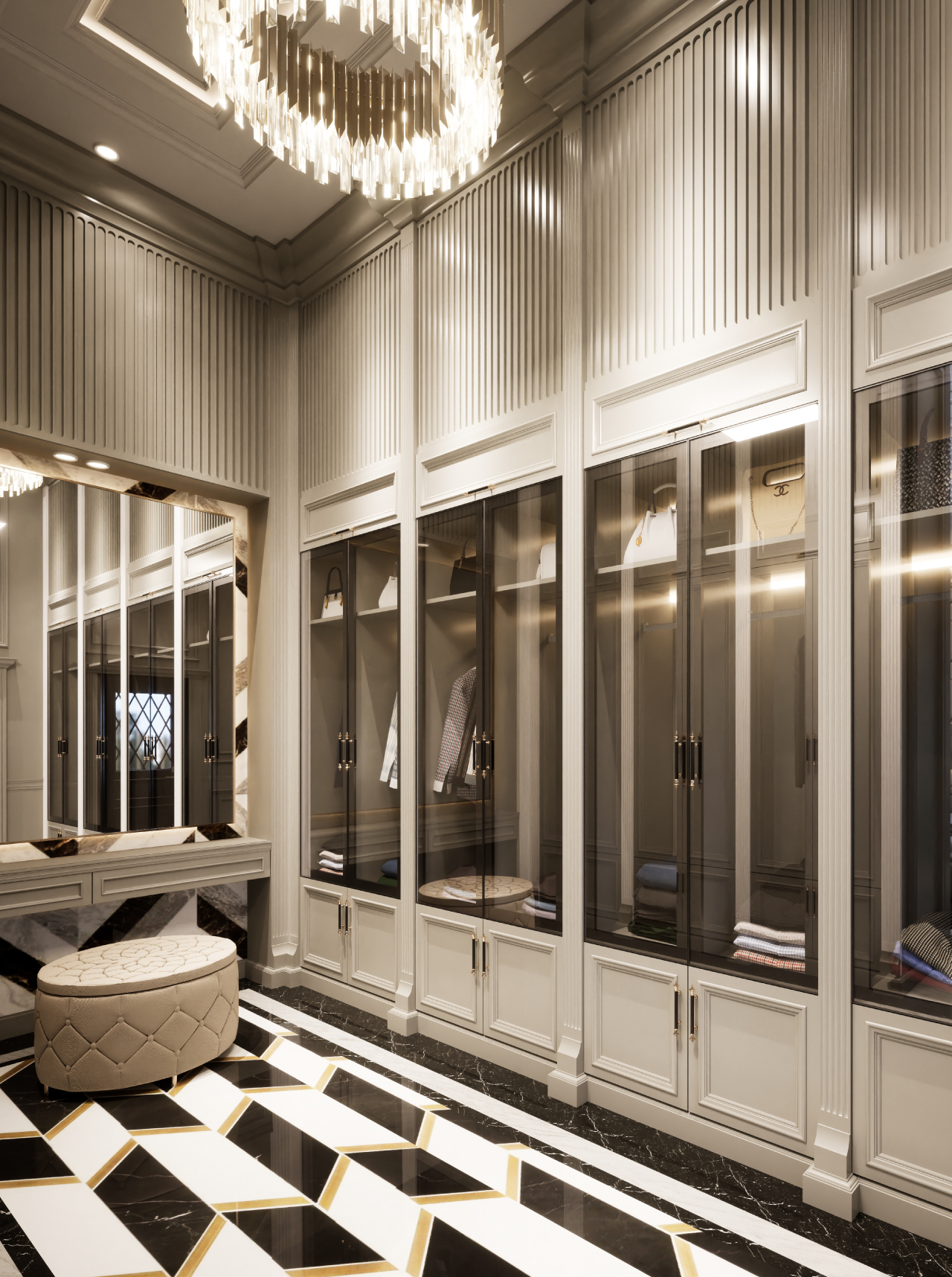 Lemari Custom Cat Duco Klasik Material PVC Ruang Elegan